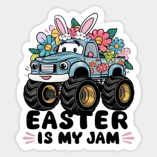 Happy Boys Easter Is My Jam Monster Truck Bunny Kids Women Sticker